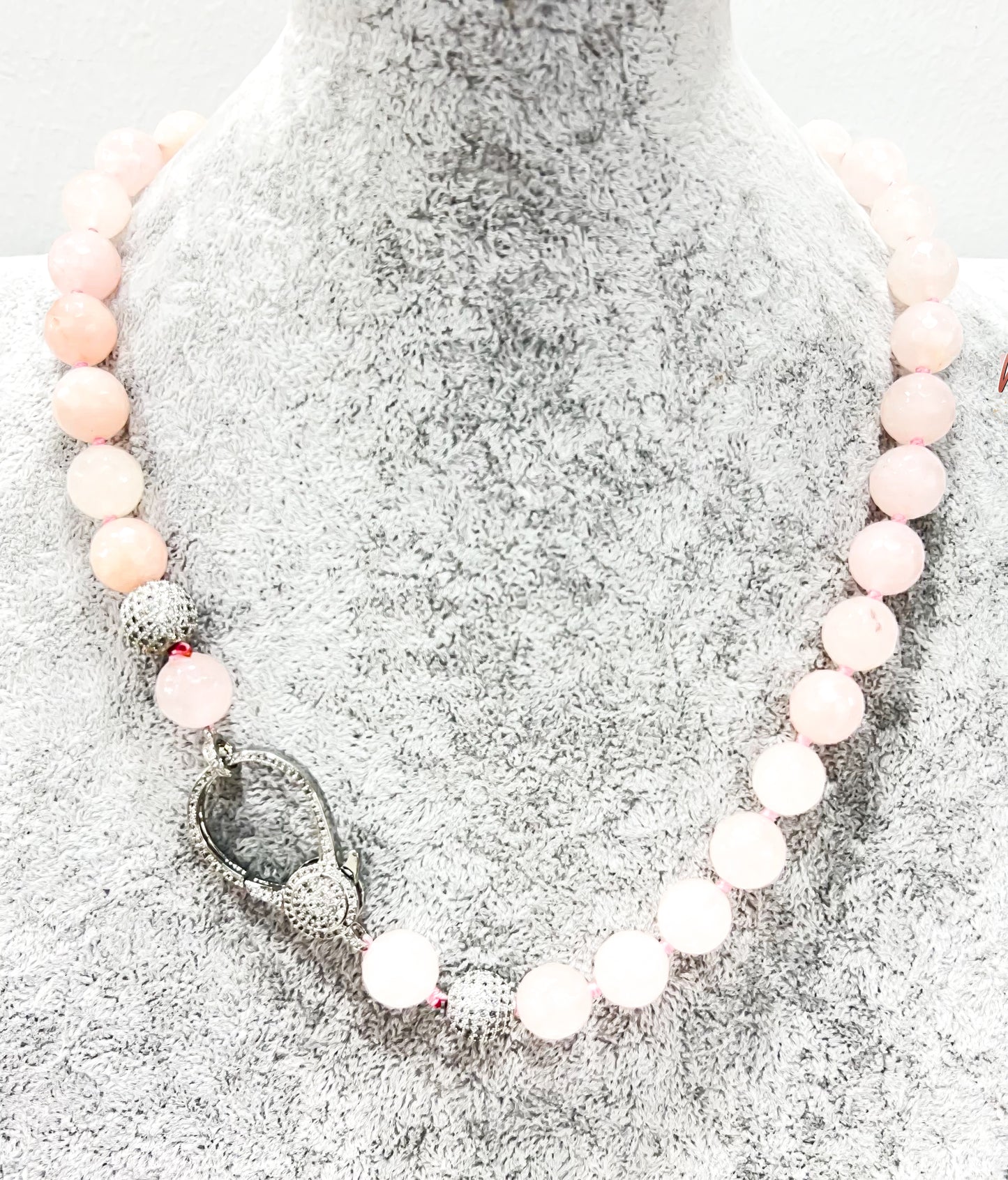 Presale: Silver Stone Beaded Front Clasp Necklace