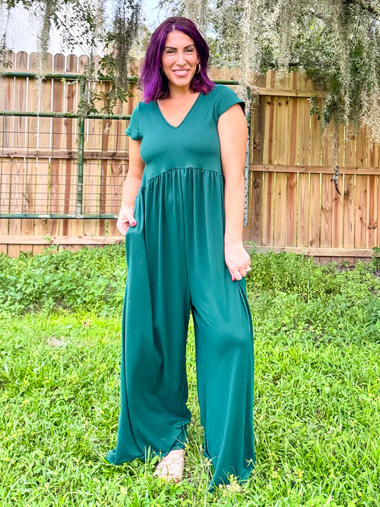 Phierce Fashions Jumpsuit in Hunter Green - Reg/Curvy