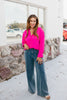 Classic Kathryn Button Up Top in Hot Pink - Reg & Curvy