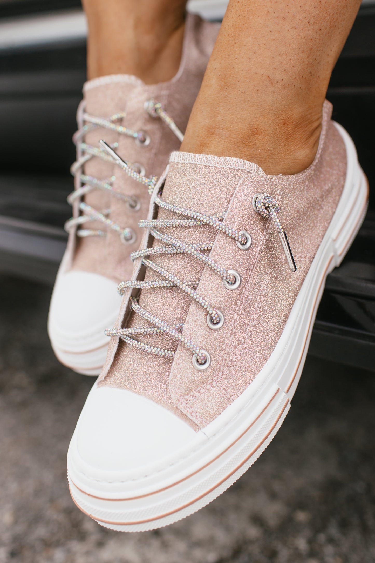 Very G Rose Gold Glitter Aman Sneakers