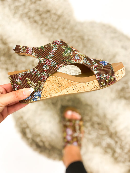 Corky's Rust Brocade Floral Carley Sandals