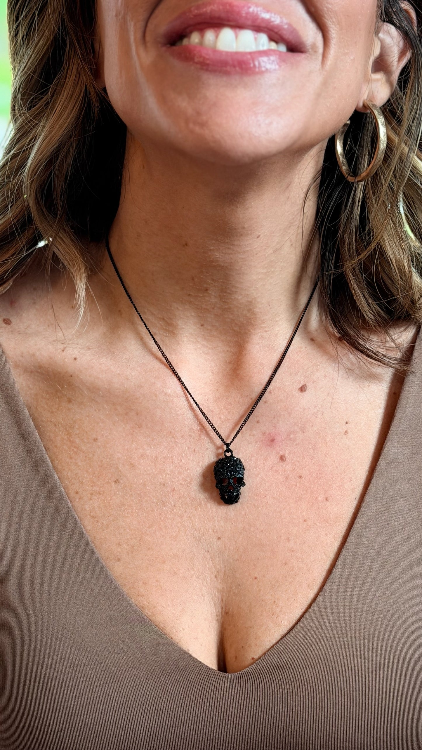 Skull Necklace In Black