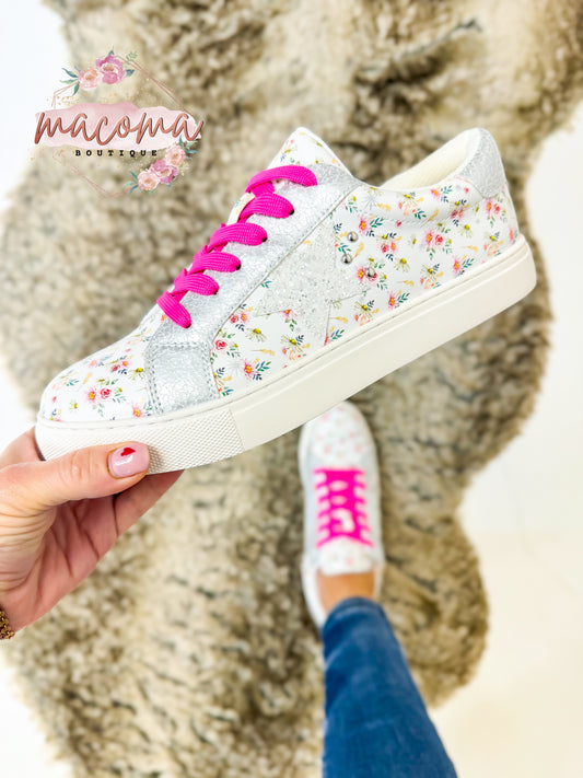Corky's White Ditzy Flower Supernova Sneakers