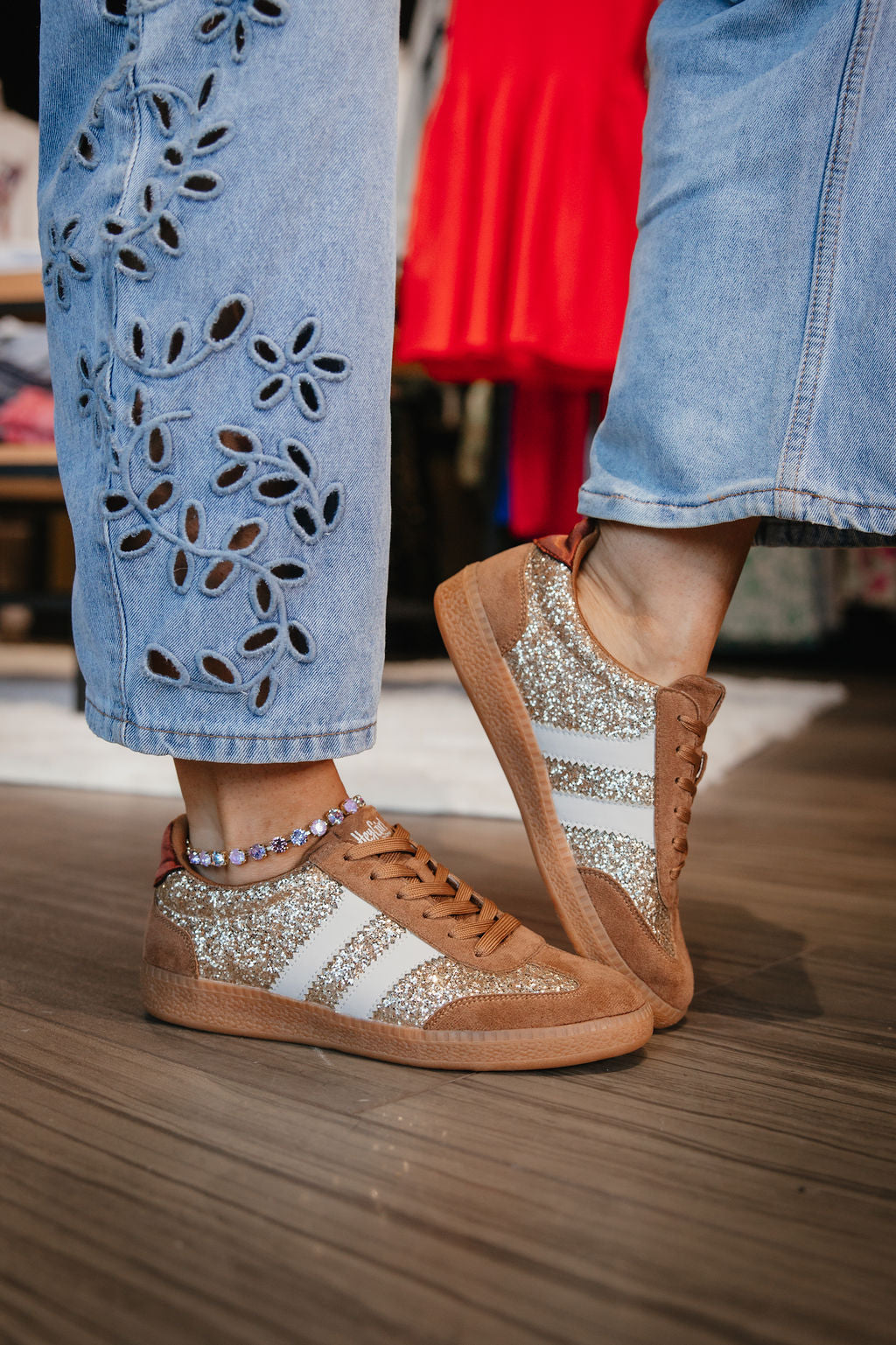 Corky's Chestnut Glitter Heads Up Sneakers