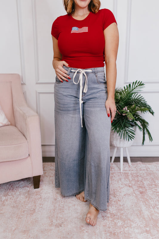 Slouch & Go Wide Leg Denim Pants - Reg/Curvy