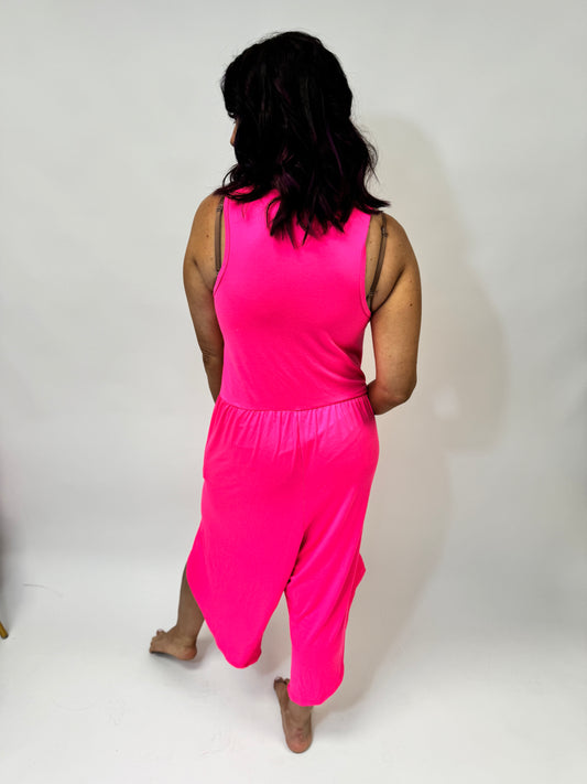 Phierce Fashions Jumpsuit in Neon Pink - Reg/Curvy