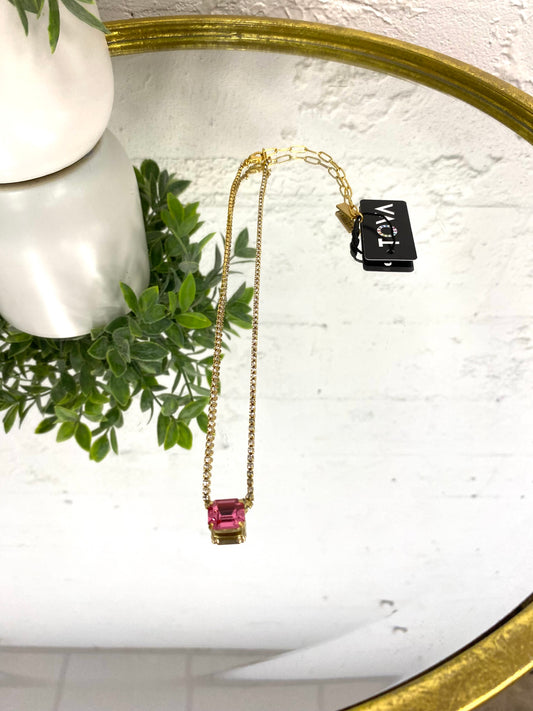 Tova Rhys Rectangle Necklace in Rose - FINAL SALE