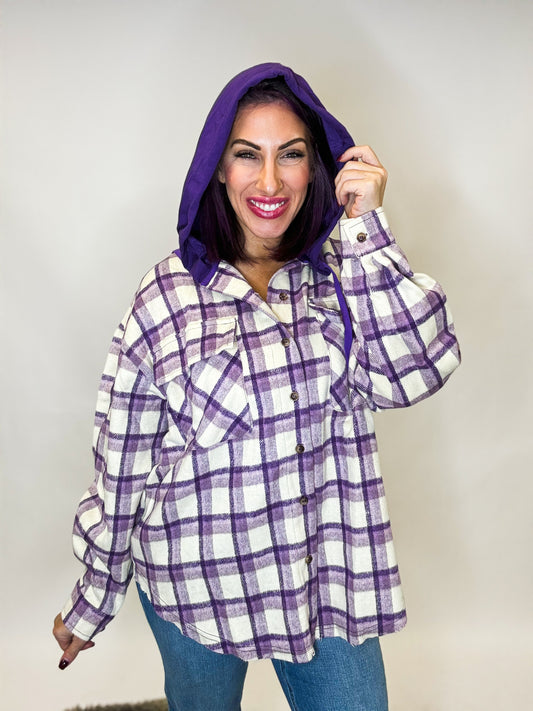 Plum Check Button Down Top - Reg/Curvy