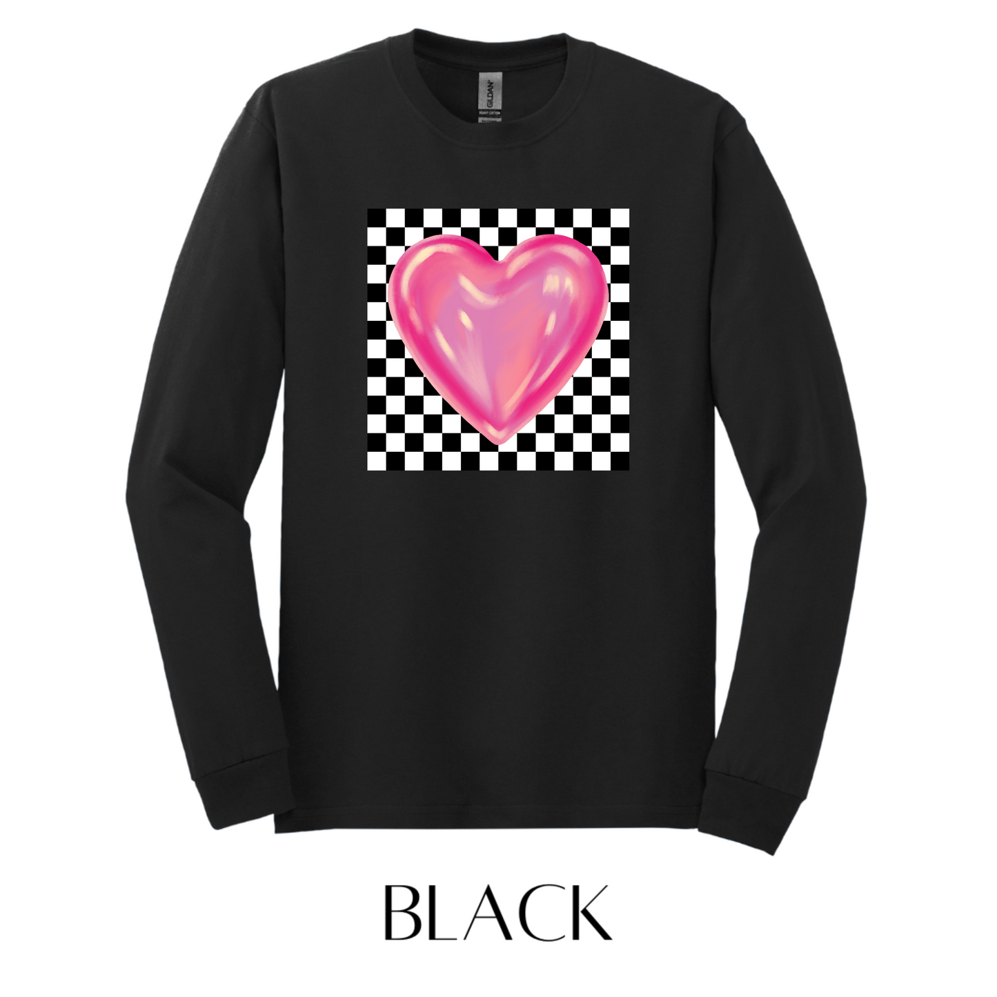 Checkered Heart Graphic Pullover