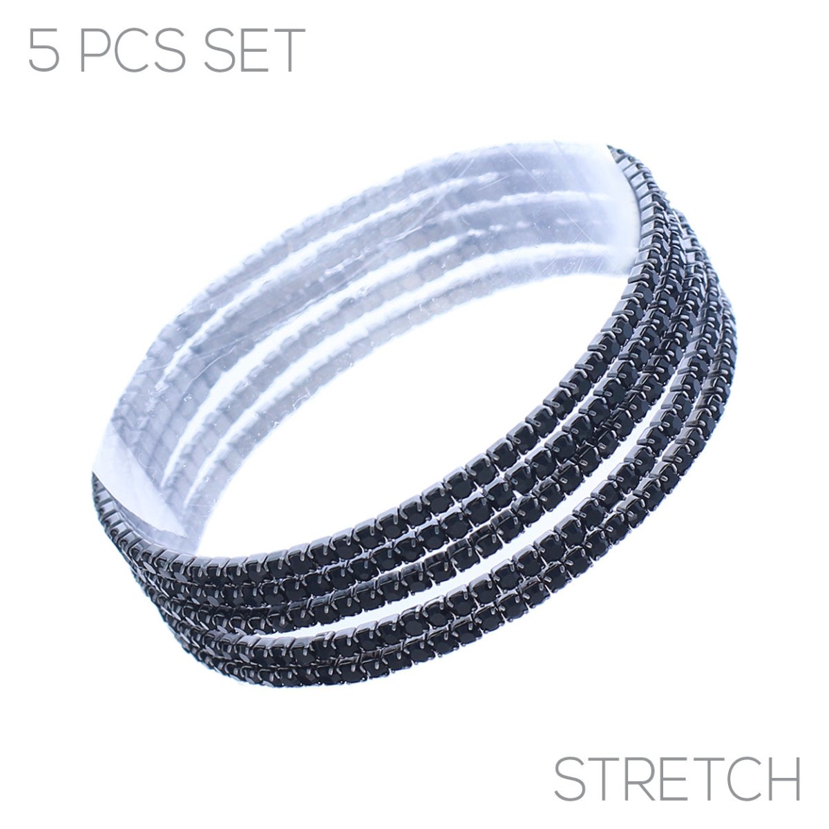 5 Strand Elastic Stretch Bracelets In Jet Black Nickel - Macoma Boutique315 Jewelry