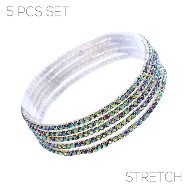 5 Strand Elastic Stretch Bracelets In Smoked Topaz Gold - Macoma Boutique315 Jewelry