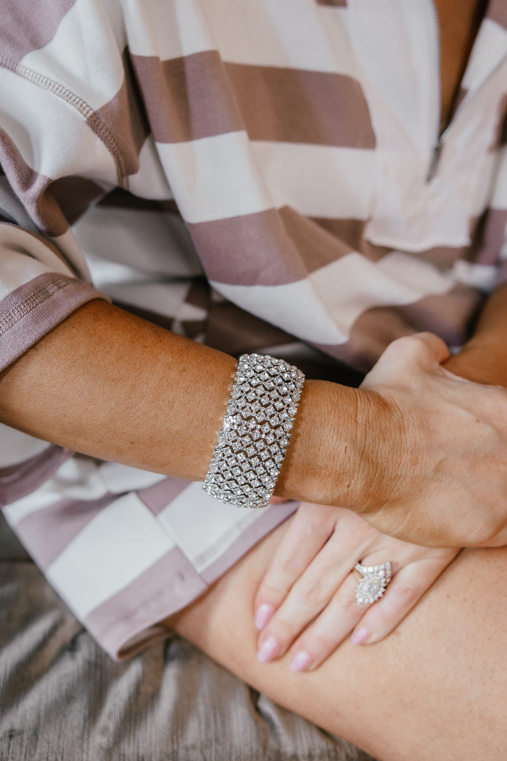 Sin City Stretch Bracelet in Rhodium Plated Crystal