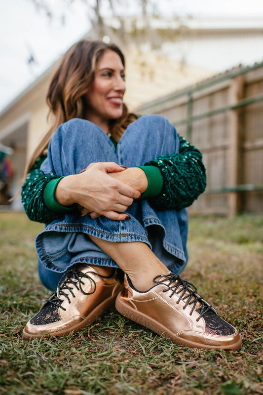 Midnight Rosé Custom Sneakers with Rhinestone Laces