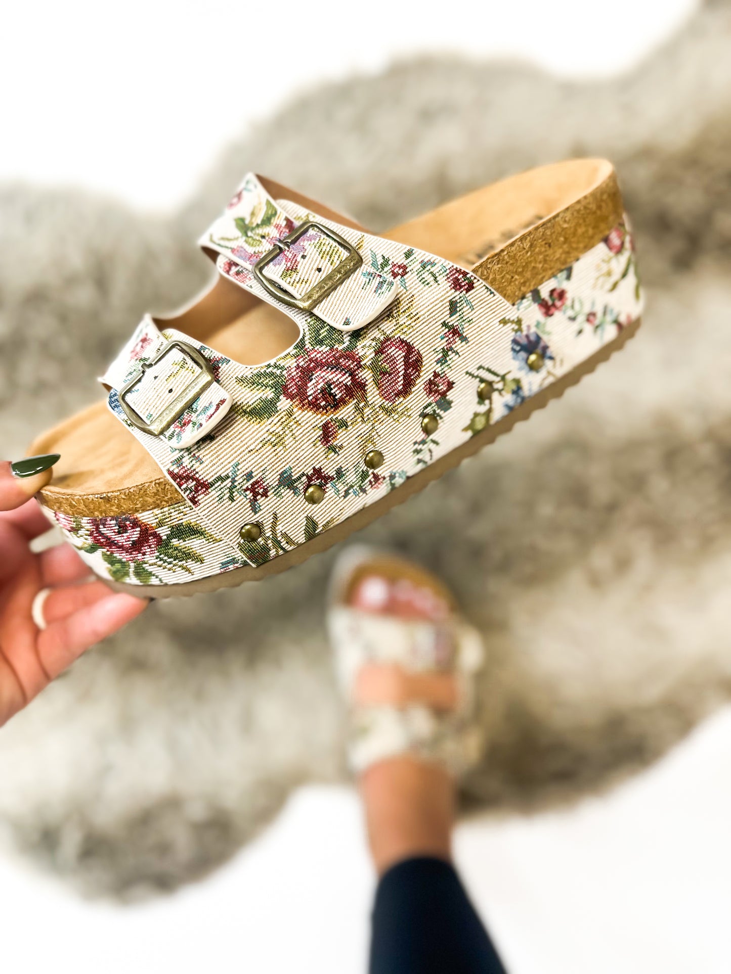 Corky's Sand Brocade Floral Wannabe Sandals FINAL SALE