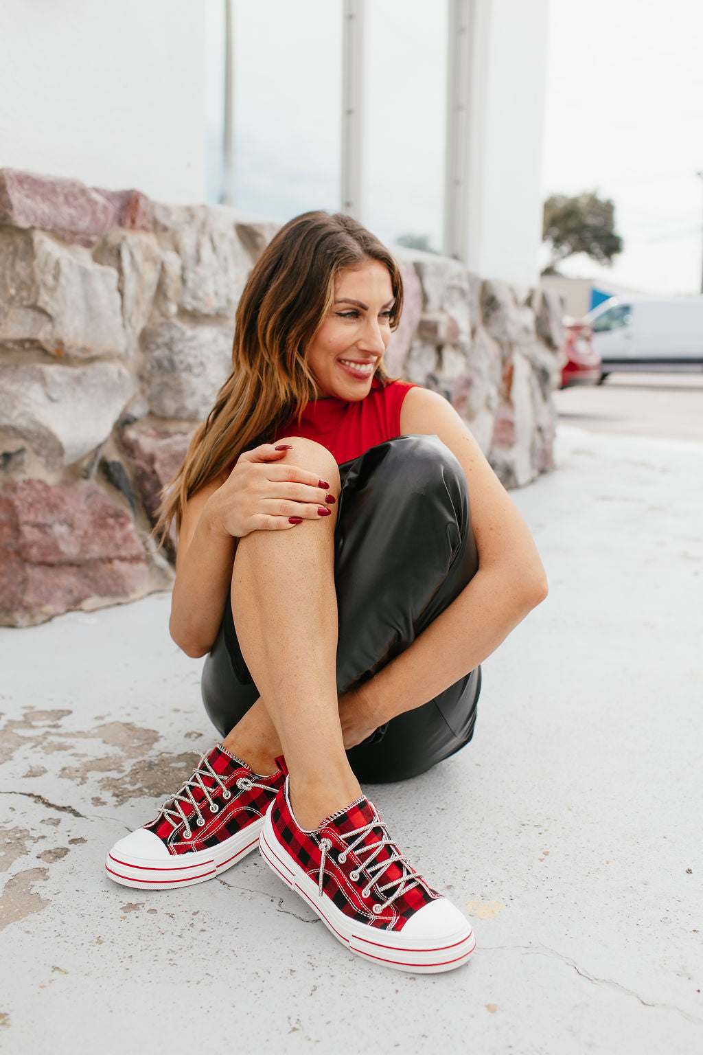 Very G Red Plaid Aman Sneakers