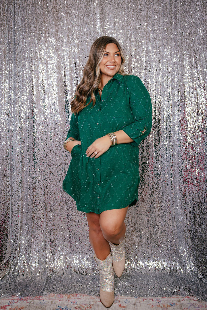 Guest List Dress In Dark Green - Reg & Curvy