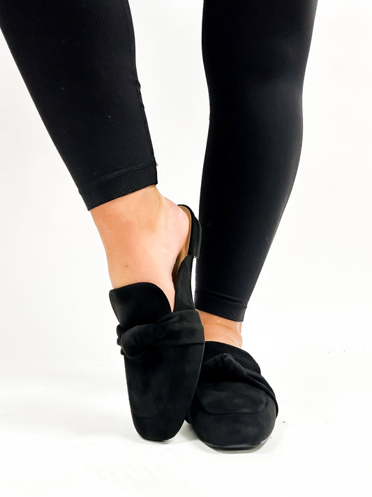 Corky's Black Faux Suede Clingy Mules