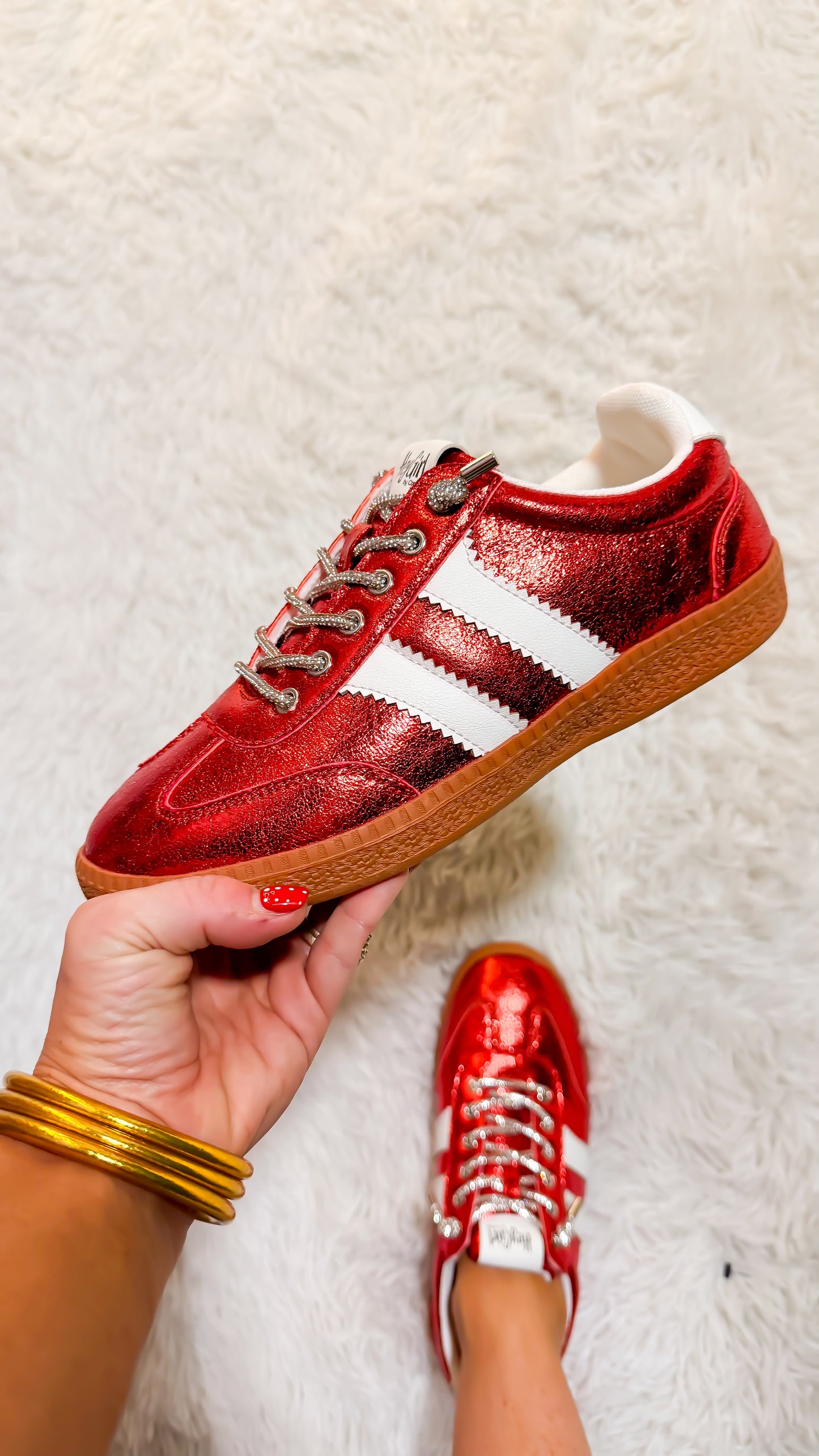 Corky's Red Metallic Heads Up Sneakers
