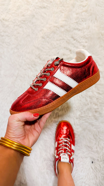 Corky's Red Metallic Heads Up Sneakers