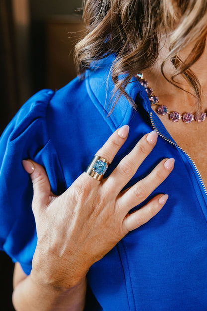 Tova Nikki Ring In Ice Blue Glimmer