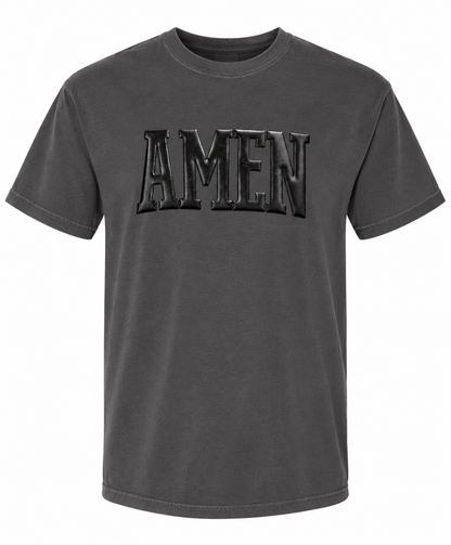 Black Metallic Amen Graphic Tee - FINAL SALE