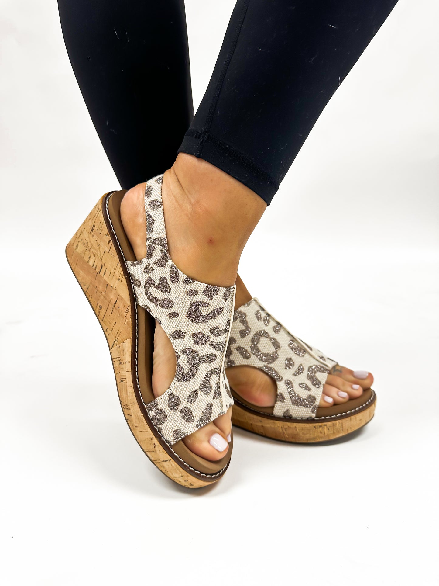 Corky's Tan Sparkle Leopard Carley Sandals