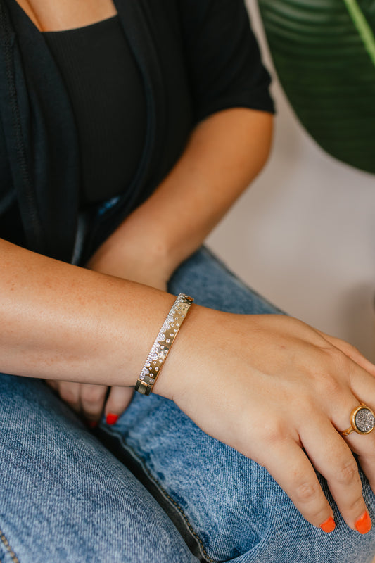 Scattered Pave Hinge Bracelet in Silver/Gold