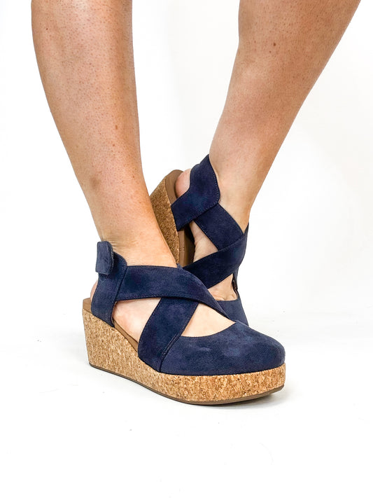 Corky's Navy Faux Suede Case Closed Shoes