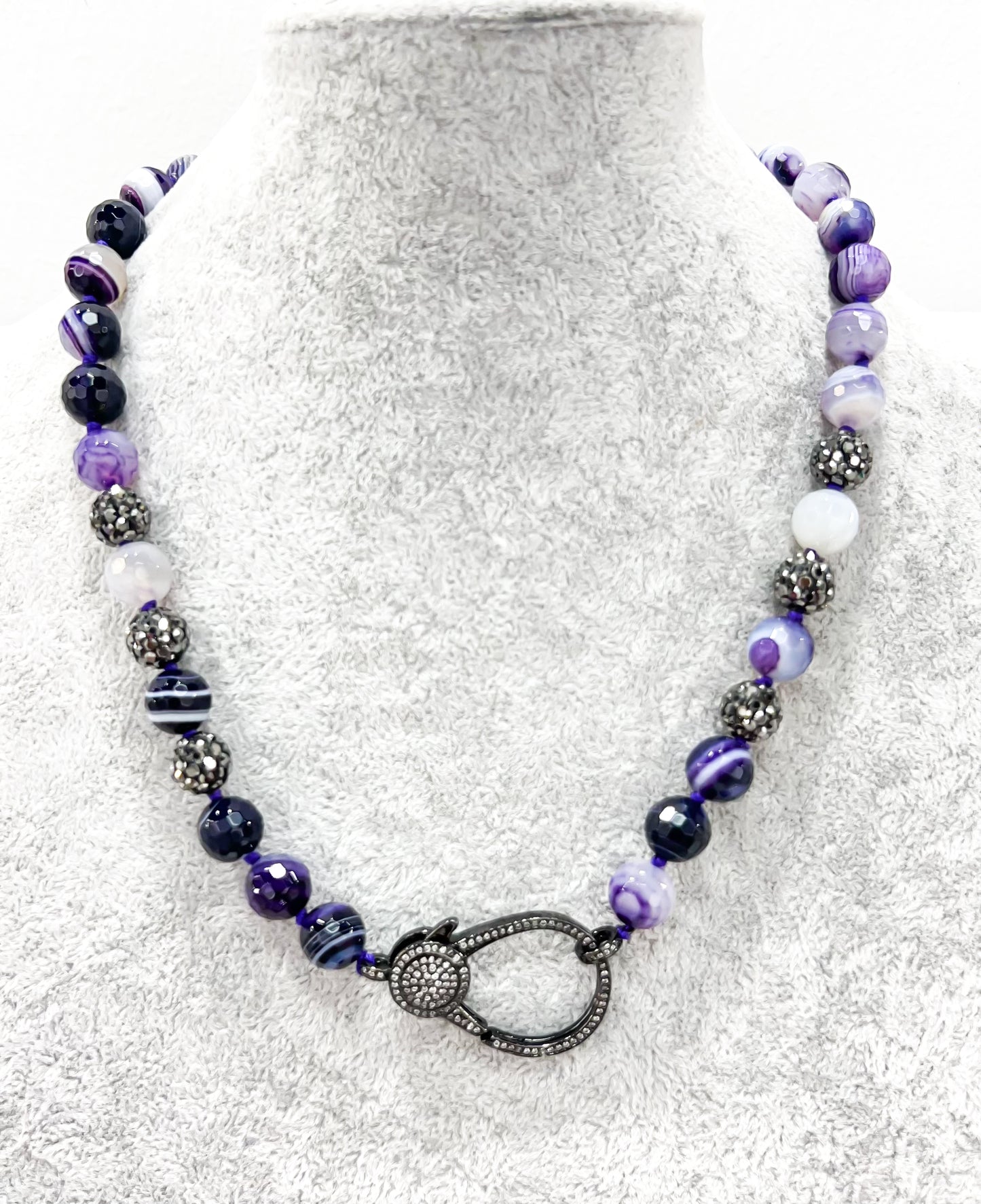 Presale: Gunmetal Stone Front Clasp Necklace