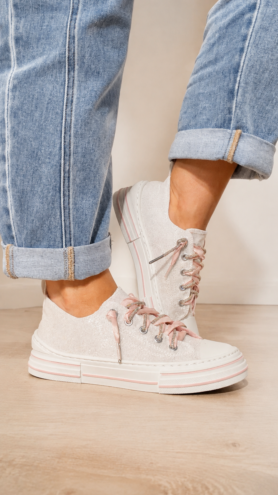 Very G White Glitter Aman Mary's Version Sneakers
