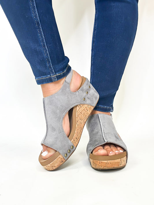 Corky's Light Grey Faux Suede Carley Sandals