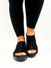 Corky's Black Suede Croco Volta II Wedges