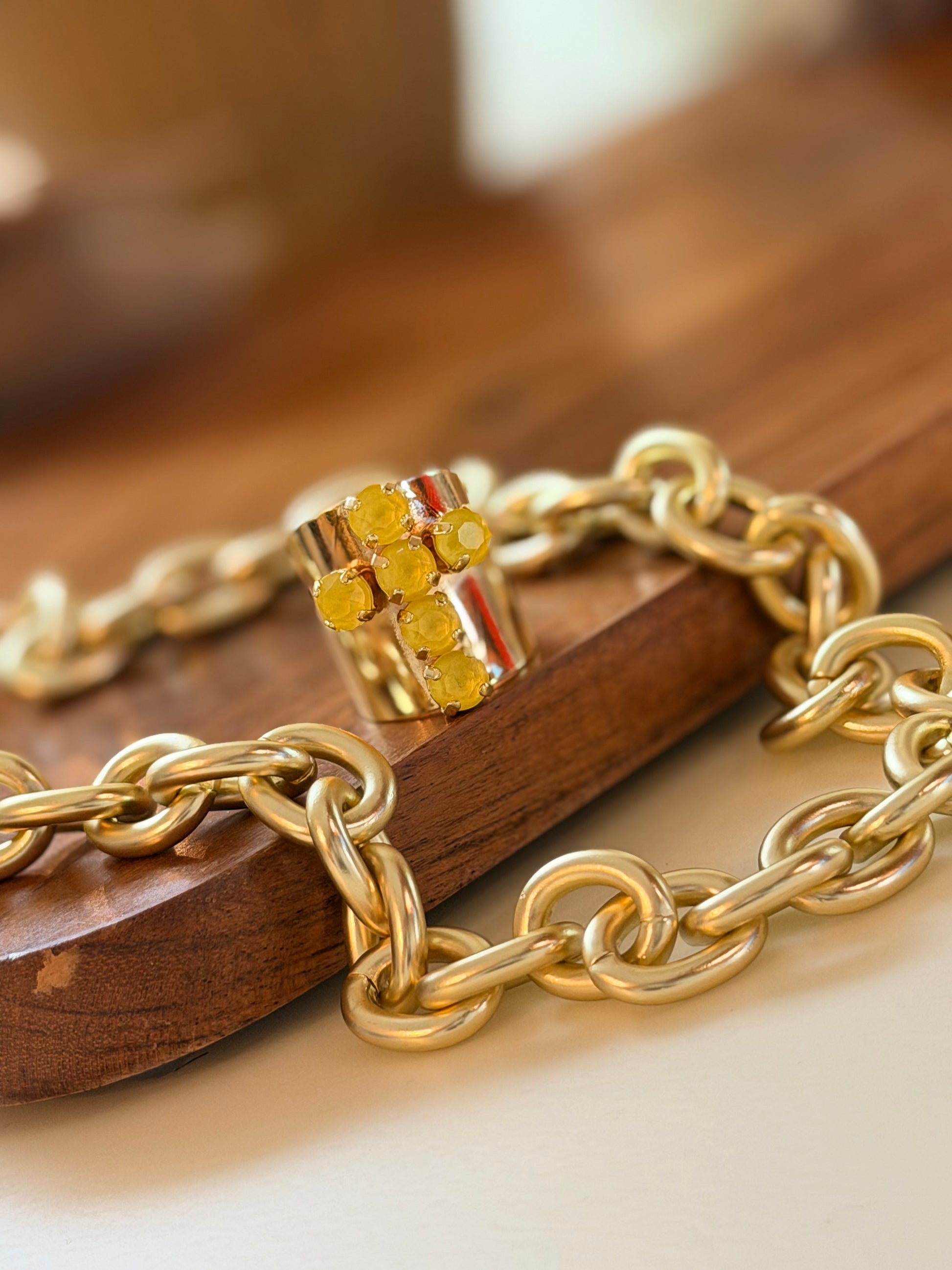 Cross Ring In Yellow