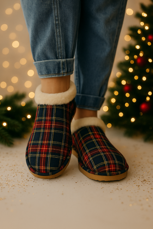 Corky's Navy Plaid Sleepyhead Shoes