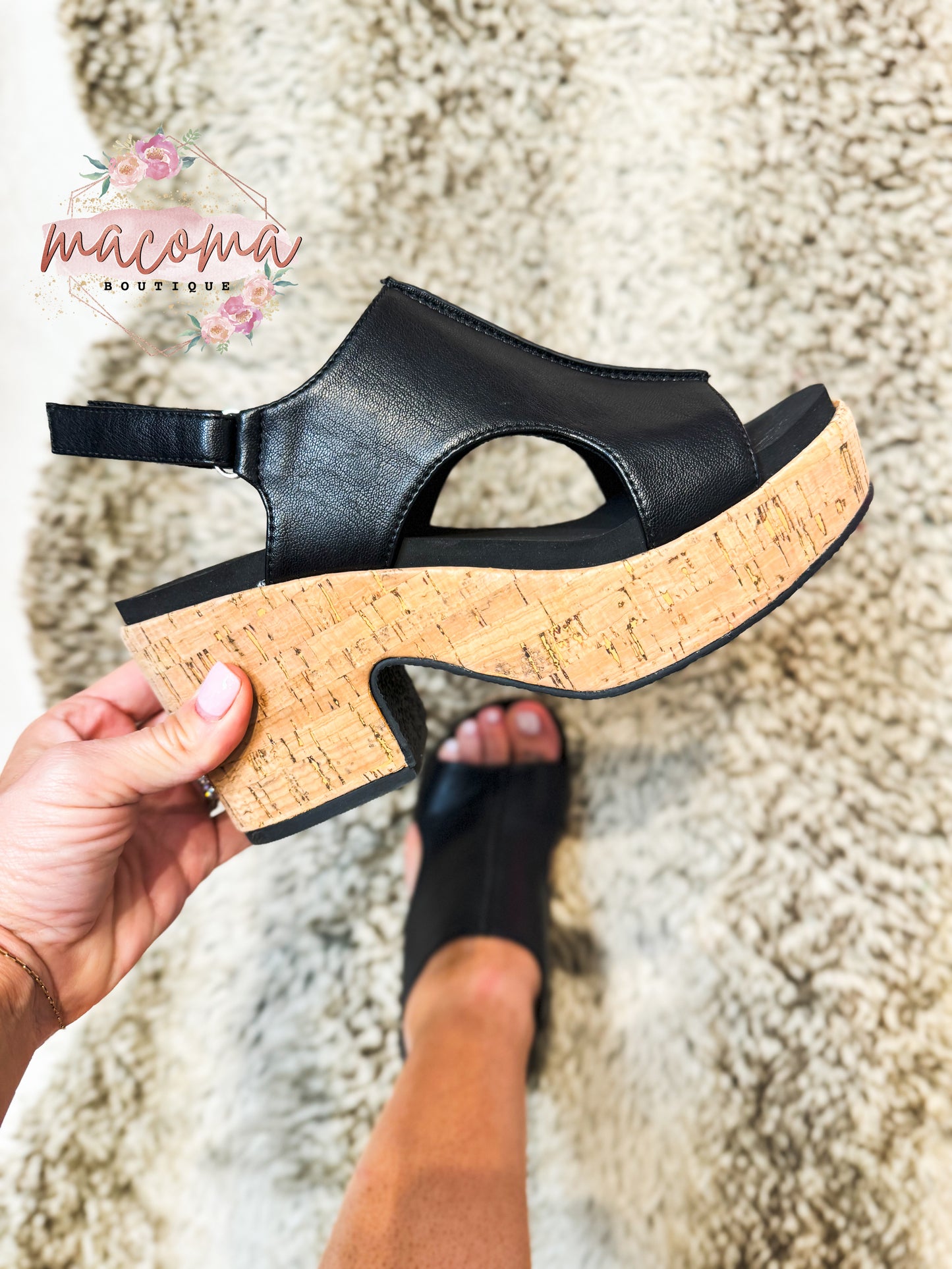 Corky's Black Miss Carley Wedges – Macoma Boutique