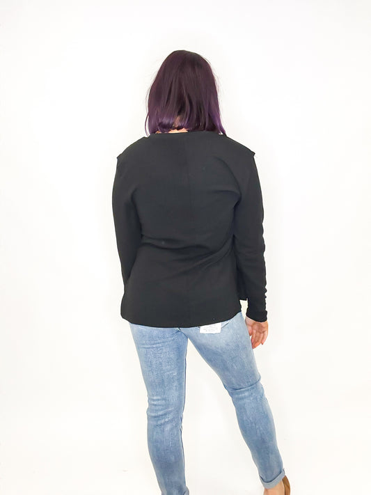 Not Your Basic Black Long-sleeved Side Split Top