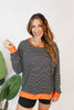 Cozy Trends Pullover In Stripe Orange - Reg & Curvy