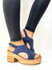 Corky's Navy Faux Suede Miss Carley Sandals