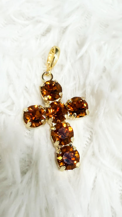 Mini Cross Charms in Grapefruit