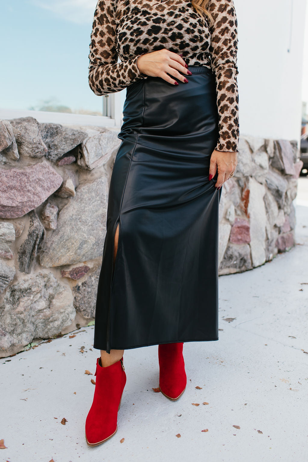 Power Play Skirt In Black Faux Leather - Reg & Curvy