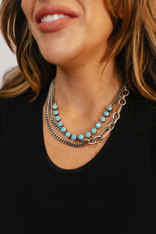 Tova Cricket Necklace in Antique Silver Turquoise