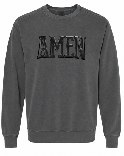 Black Metallic Amen Graphic Pullover - FINAL SALE