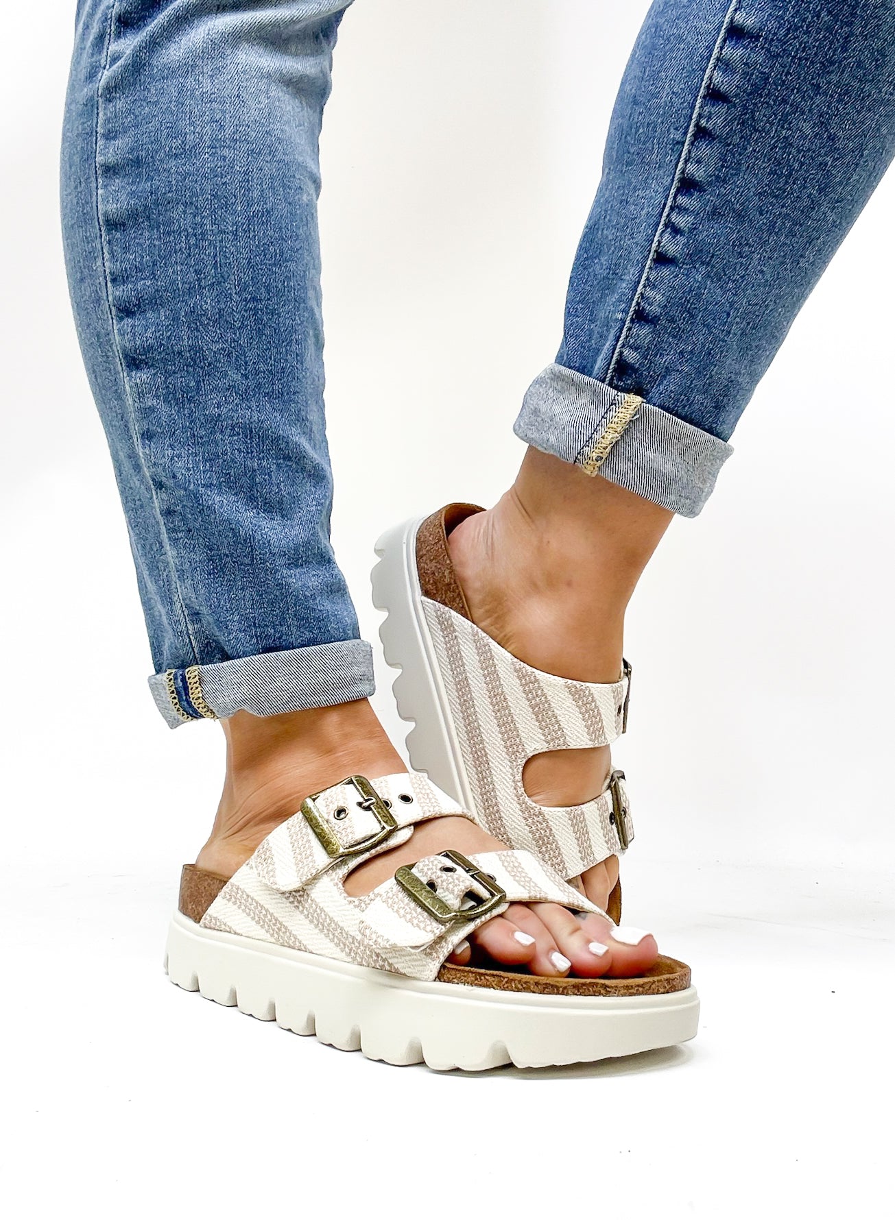 Corky's Tan Natural Stripe Rumor Has It Sandals