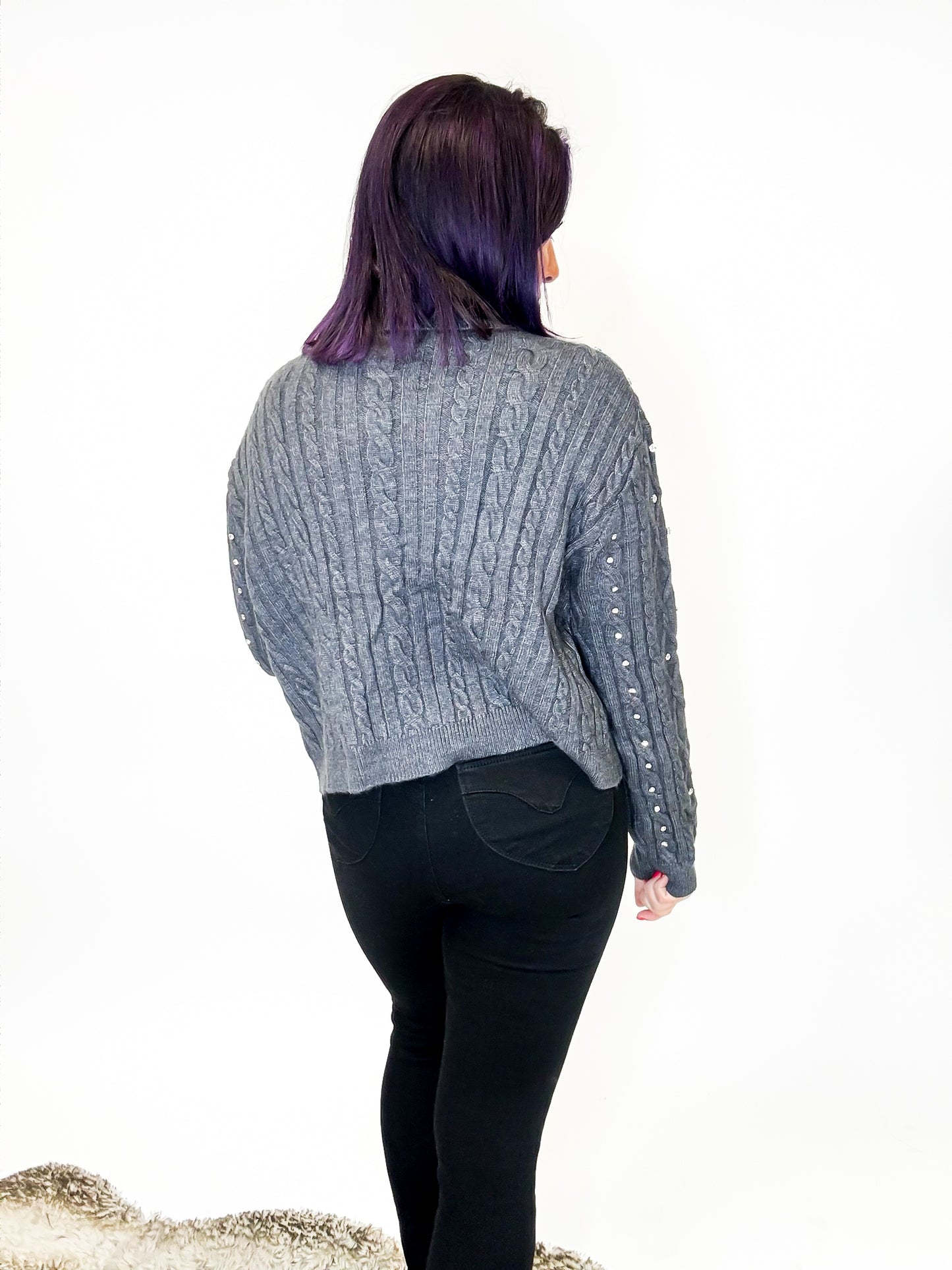 Pearl Dazzle Sweater in Charcoal