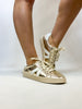 Corky's Gold Crinkle Metallic Friend Zone Sneakers