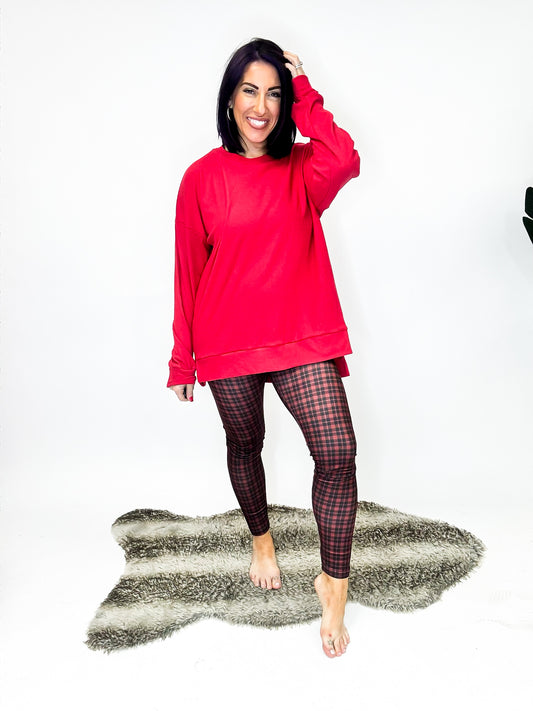 Warm Hug Top in Red - Reg/Curvy FINAL SALE