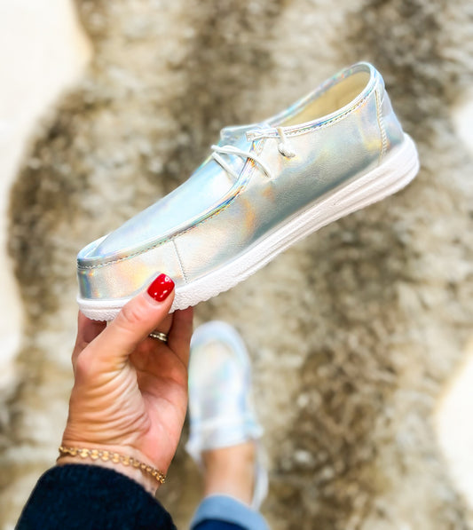 Corky's Silver Iridescent On Deck Shoes