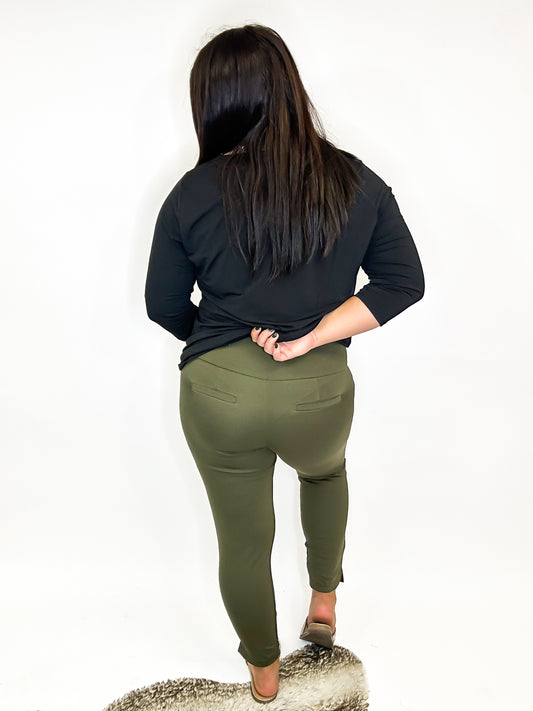 Slim And Trim Pants in Olive - Reg/Curvy