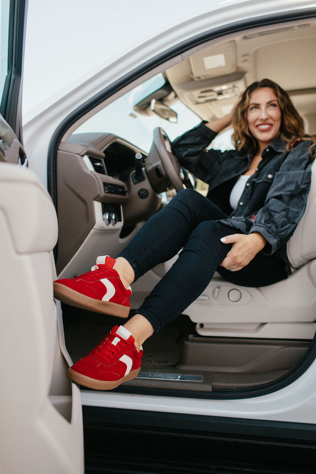 Corky's Red Faux Suede Spoiler Alert Sneakers