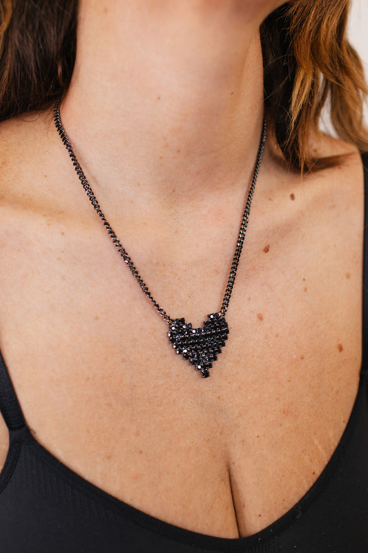 Tova Candy Heart Necklace in Gunmetal